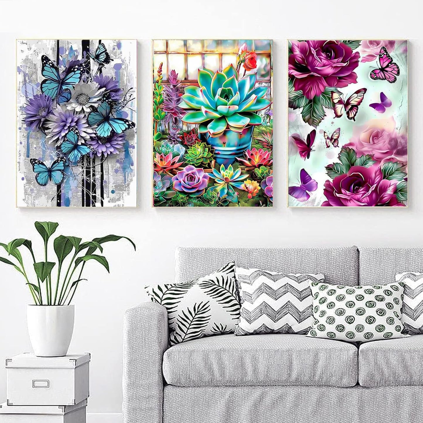 DOTZSO 5D Diamond Painting Kits for Adults, Diamond Arts Kits Diamond Art Sets,Gem Painting by Number Kits for Adults Beginners Home Wall Decor 11.8x15.7 Inches 6 Pack Butterfly