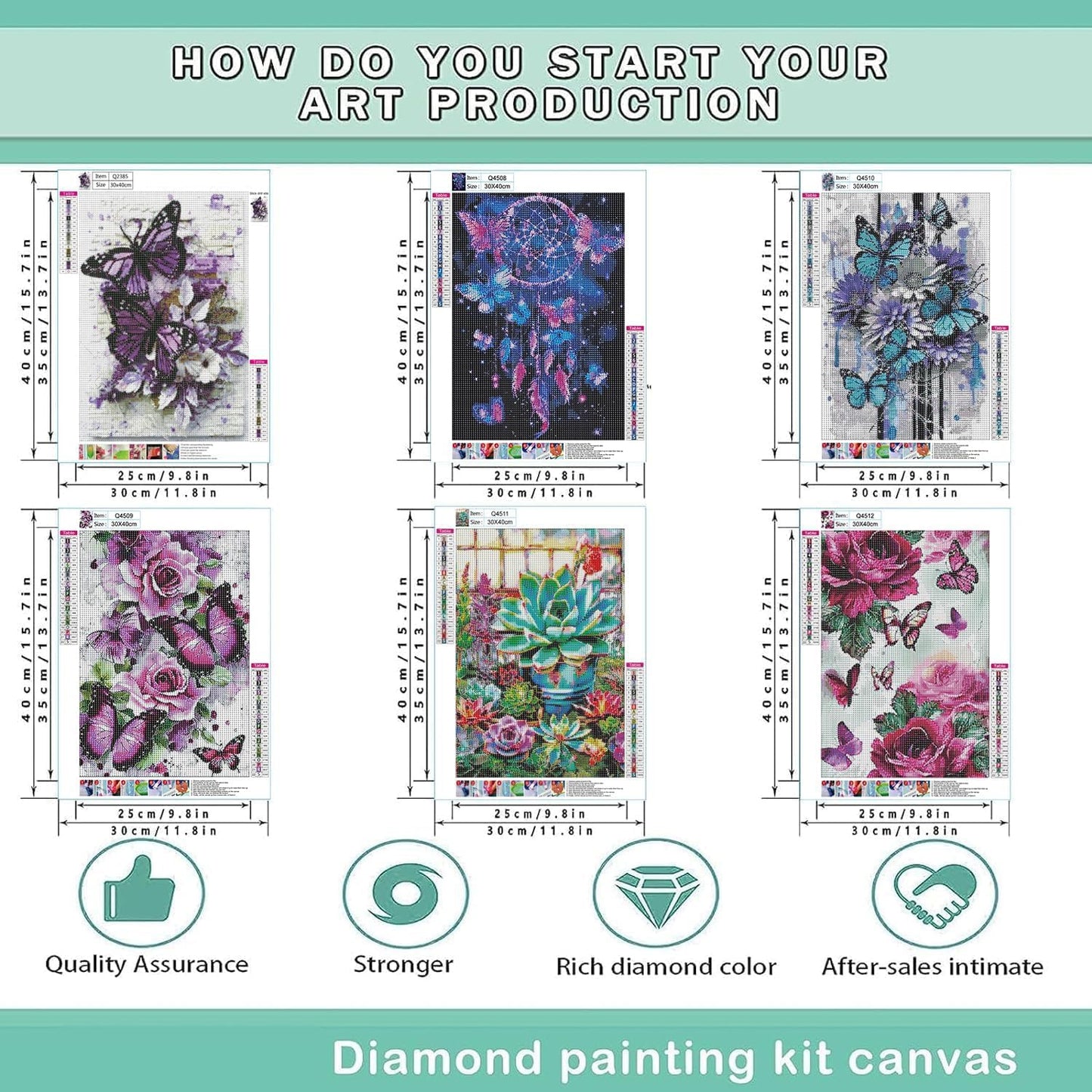 DOTZSO 5D Diamond Painting Kits for Adults, Diamond Arts Kits Diamond Art Sets,Gem Painting by Number Kits for Adults Beginners Home Wall Decor 11.8x15.7 Inches 6 Pack Butterfly